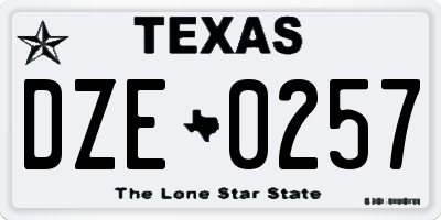 TX license plate DZE0257