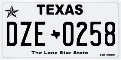 TX license plate DZE0258