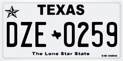 TX license plate DZE0259