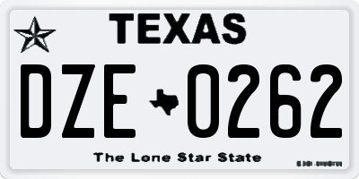 TX license plate DZE0262