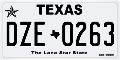 TX license plate DZE0263