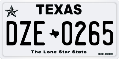 TX license plate DZE0265