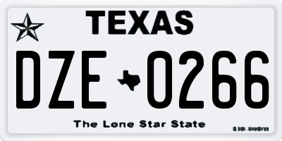 TX license plate DZE0266