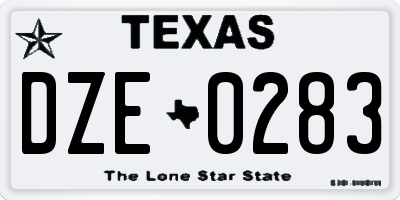 TX license plate DZE0283