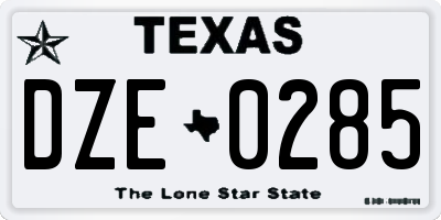 TX license plate DZE0285