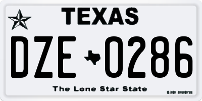 TX license plate DZE0286