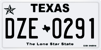 TX license plate DZE0291