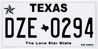 TX license plate DZE0294
