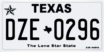 TX license plate DZE0296