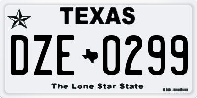 TX license plate DZE0299
