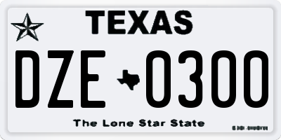TX license plate DZE0300