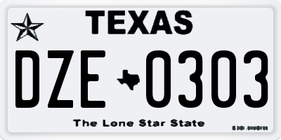 TX license plate DZE0303