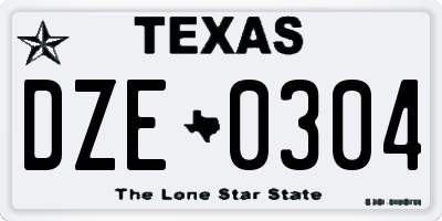 TX license plate DZE0304