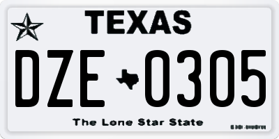 TX license plate DZE0305
