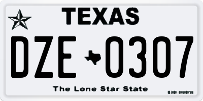 TX license plate DZE0307