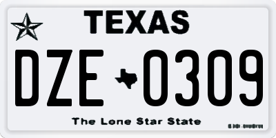 TX license plate DZE0309
