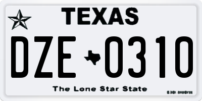 TX license plate DZE0310