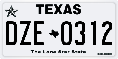 TX license plate DZE0312