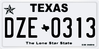 TX license plate DZE0313