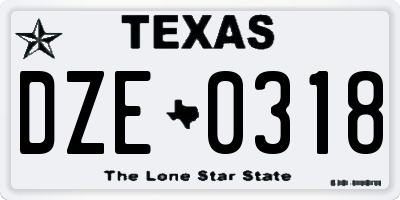 TX license plate DZE0318