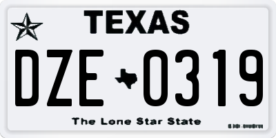 TX license plate DZE0319