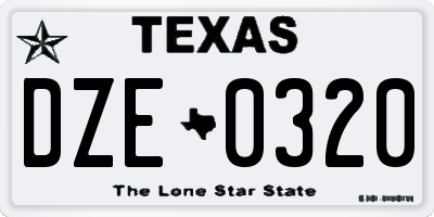TX license plate DZE0320