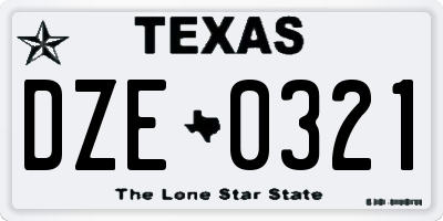 TX license plate DZE0321
