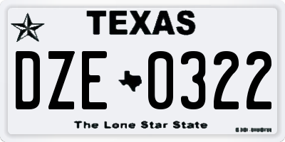TX license plate DZE0322
