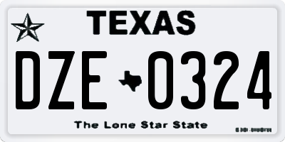 TX license plate DZE0324
