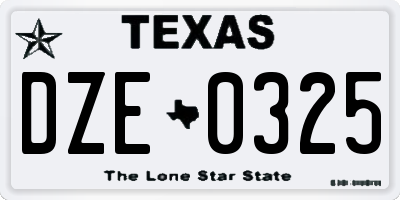 TX license plate DZE0325