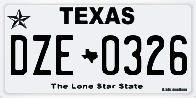 TX license plate DZE0326
