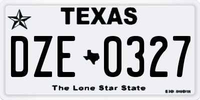 TX license plate DZE0327