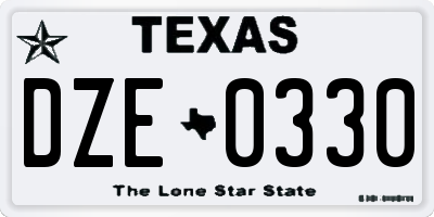TX license plate DZE0330