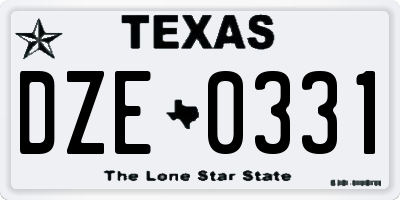 TX license plate DZE0331