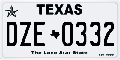 TX license plate DZE0332