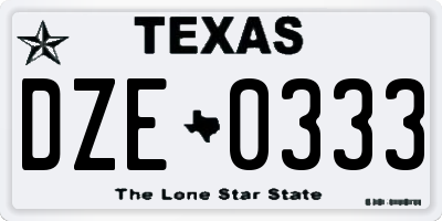 TX license plate DZE0333