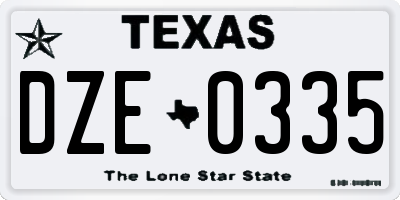 TX license plate DZE0335