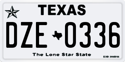 TX license plate DZE0336