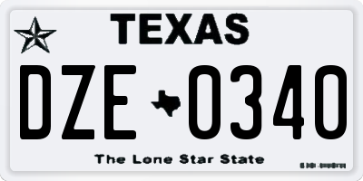 TX license plate DZE0340