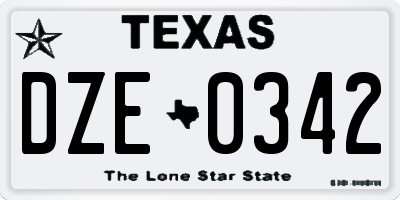 TX license plate DZE0342