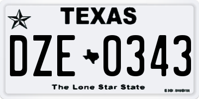 TX license plate DZE0343