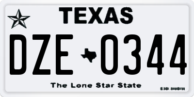 TX license plate DZE0344
