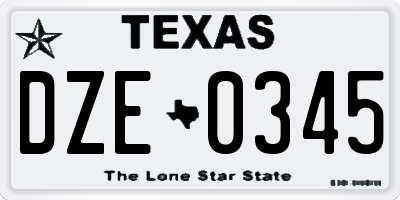 TX license plate DZE0345