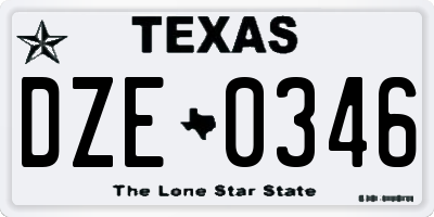 TX license plate DZE0346