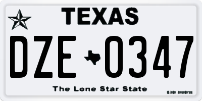 TX license plate DZE0347