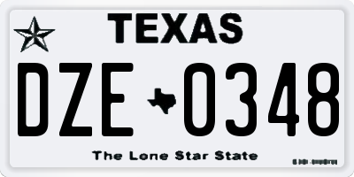 TX license plate DZE0348