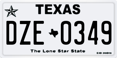 TX license plate DZE0349