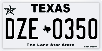 TX license plate DZE0350
