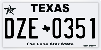 TX license plate DZE0351