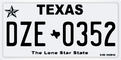 TX license plate DZE0352